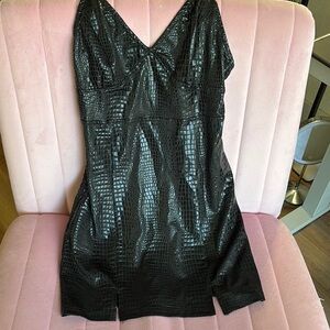 SHEIN Black Croc-Embossed Top